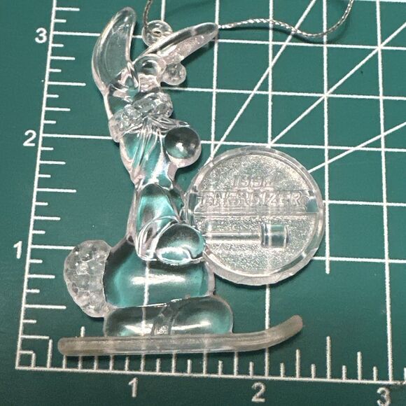 Energizer Bunny Ornament 1992 Clear Acrylic Skiing Drummer Christmas - Picture 8 of 13